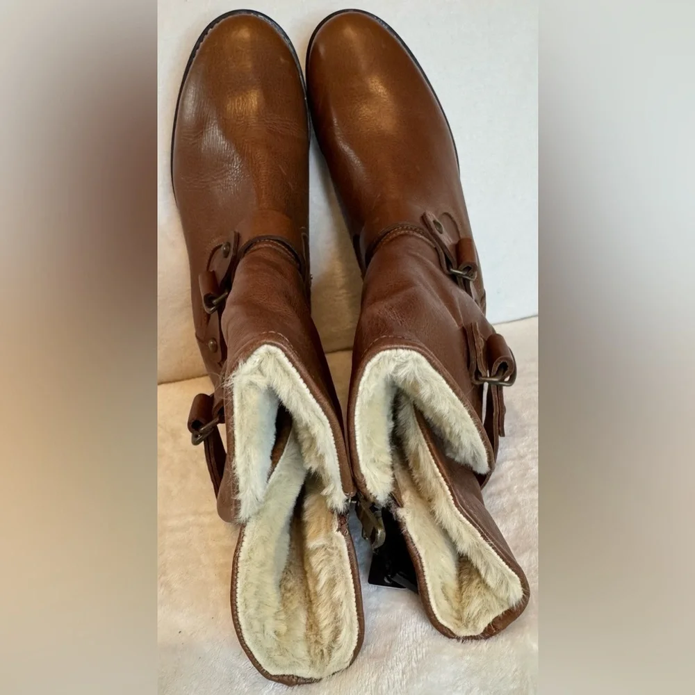 NEW Fabianelli Woman's Cognac Brown Chelsea Leather Boots Size 9 - Picture 5 of 9